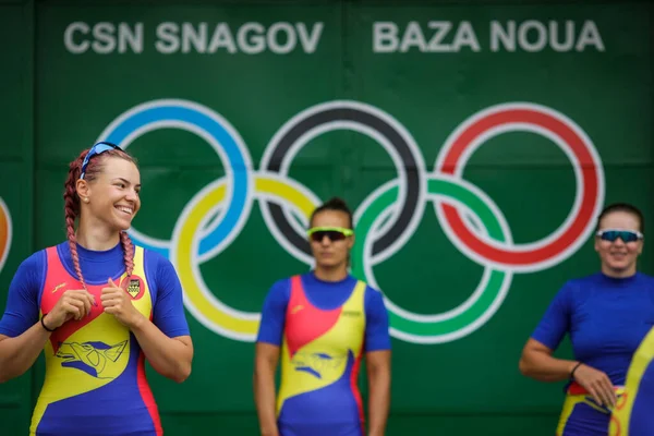 Snagov Romania April 2020 Romanian Professional Women Rowers Olympic Team — Stock Photo, Image