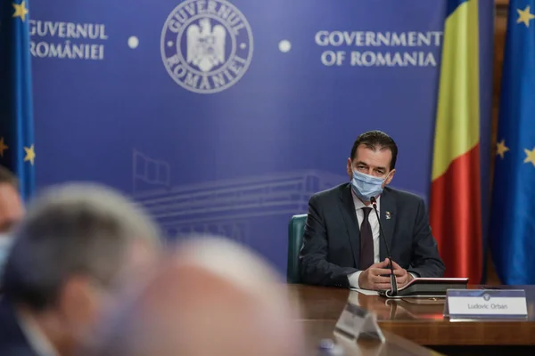 Βουκουρέστι Ρουμανία Ιουλίου 2020 Λούντοβιτς Ορμπάν Πρωθυπουργός Της Ρουμανίας Προεδρεύει — Φωτογραφία Αρχείου
