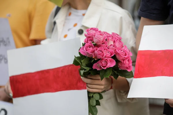 Bukarest Rumänien Augusti 2020 Detaljer Med Personer Som Håller Banderoller — Stockfoto