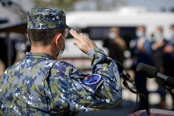 Capu Midia Romania September 2020 Officer Romanian Air Force Saluting — 图库照片