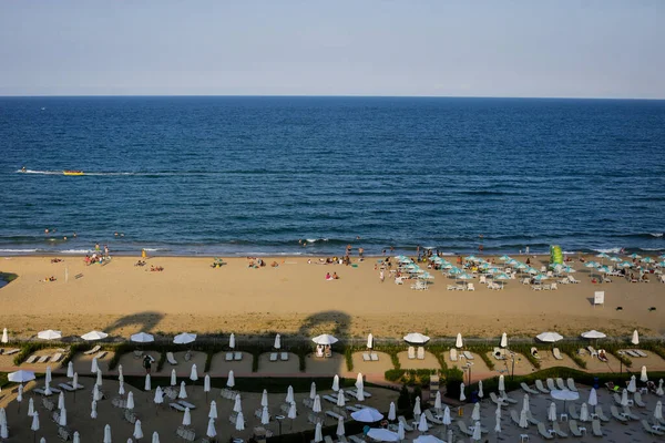 Obzor Bulgária Agosto 2020 Pessoas Uma Praia Mar Negro Dia — Fotografia de Stock
