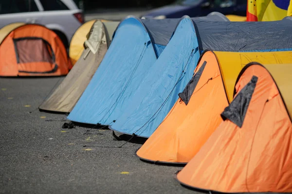 Carpas Pavimento Durante Una Protesta — Foto de Stock