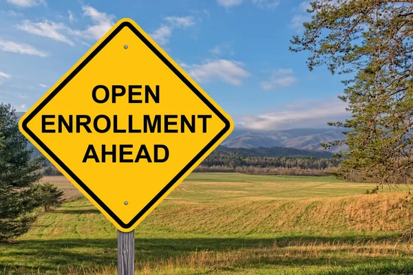 Open Enrollment Ahead Warning Sign — Stock Photo, Image