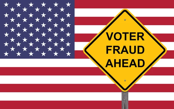 Voter Fraud Ahead Caution Sign Flag Background — Stock Photo, Image