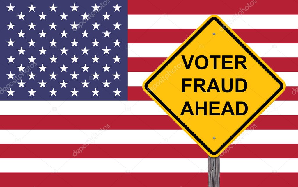 Voter Fraud Ahead Caution Sign Flag Background