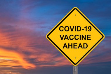 Covid-19 Aşı Önünde Günbatımı Arkaplan İşareti