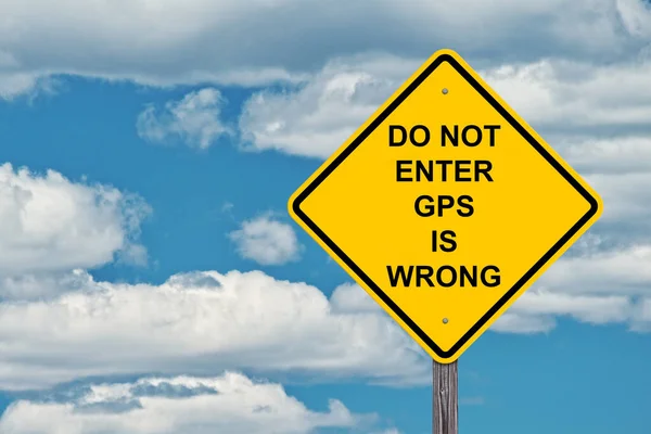 Enter Gps Wwrong Caution Sign Blue Sky Background — Stock fotografie