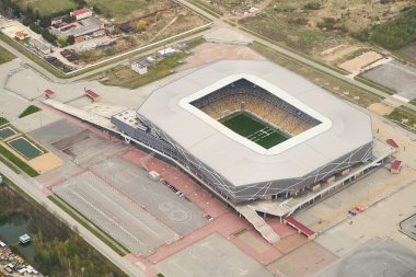 Arena Lviv havadan görünümü Lviv modern bir futbol stadyumu, Ukrayna. 2012 Avrupa Futbol Şampiyonası'nın sekiz mekândan biriydi..