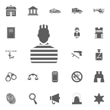 Mahkum simgesi. Polis ve juctice vektör Icon set