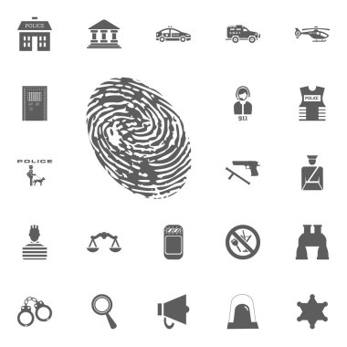 Parmak yazdırma simgesi. Polis ve juctice vektör Icon set