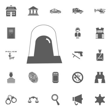 Siren simgesi. Polis ve juctice vektör Icon set