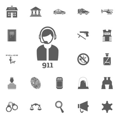 Acil durum simgesi. 911 simgesi. Polis ve juctice vektör Icon set