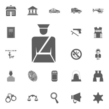 Trafik polisi simgesi. Polis ve juctice vektör Icon set