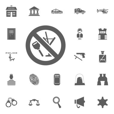 Ne zaman sarhoş simgesi sürücü yok. Polis ve juctice vektör Icon set