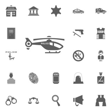 Polis simgesi helikopter. Polis ve juctice vektör Icon set