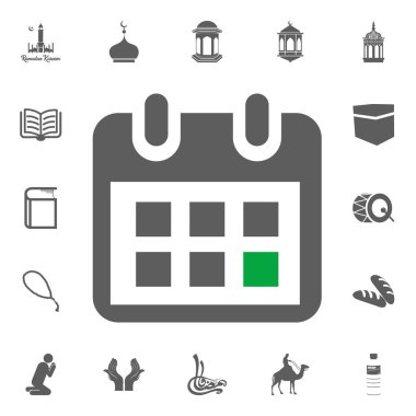 Ramazan takvim simgesini. Ramazan Kareem. Eid Mubarak vektör çizim Icons set