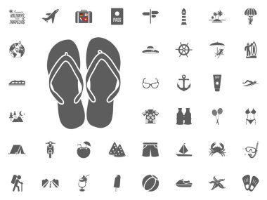 Flip flop, yaz terlik simgesi. Yaz tatili ve seyyar vector Icons set