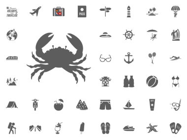 Yengeç simgesi. Yaz tatili ve seyyar vector Icons set