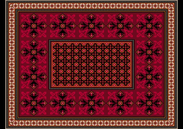 Tapis Bordeaux Luxueux Avec Des Ornements Ethniques Avec Des Motifs — Image vectorielle