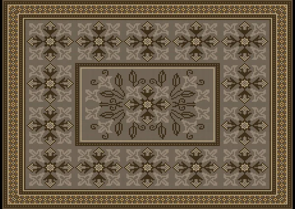 Luksusowy Dywan Beżowy Szary Ornamentami Etniczne Wzory Kwiatów Beżowy Granicy — Wektor stockowy