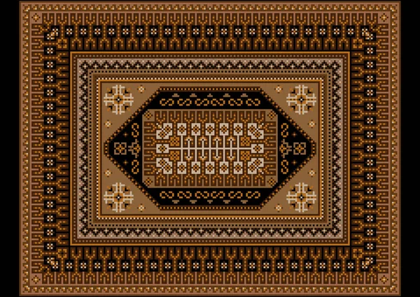 Alfombra Oriental Original Lujo Brillante Vintage Con Tonos Beige Marrón — Archivo Imágenes Vectoriales