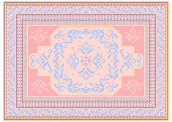 Luxurious Carpet Design Ethnic Ornament Pink Bluish Shades Floral Bluish — Stock Vector