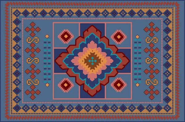 Muster eines luxuriösen alten orientalischen Teppichs mit roten, gelben und blauen Farbtönen — Stockfoto