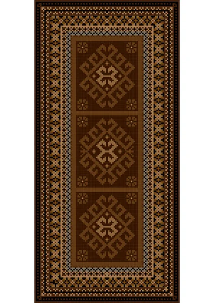茶色の日陰で民族の装飾が施された豪華なヴィンテージカーペット — ストックベクタ