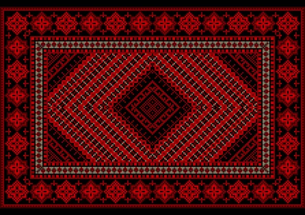 Luxuriöser Vintage Teppich Rottönen Mit Originellem Muster Der Mitte — Stockvektor