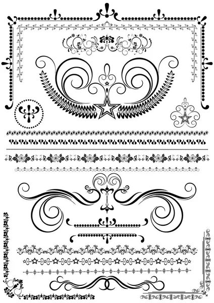 Sammlung Von Dekorativen Pinseln Und Kalligraphischen Ornamenten Zur Dekorseite — Stockvektor