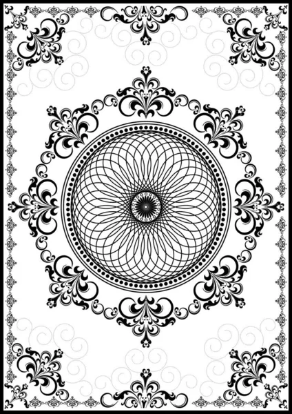 Moldura Vintage Com Ornamento Luxo Preto Fundo Branco — Vetor de Stock