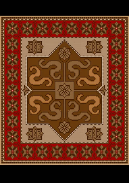 Vintage Teppich Mit Einem Ethnischen Muster Von Drachen Auf Der — Stockvektor