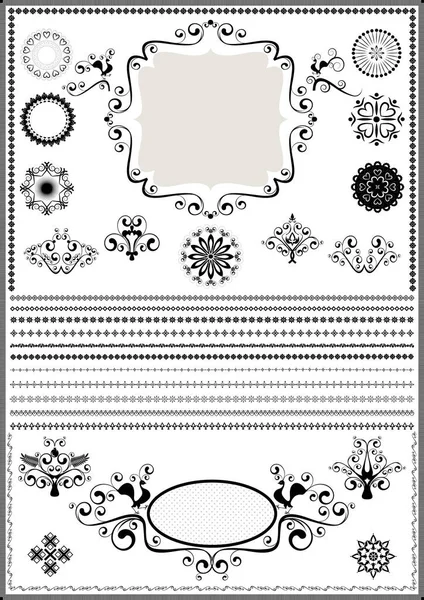 Colección Pinceles Decorativos Adornos Caligráficos Para Decorar Página — Vector de stock