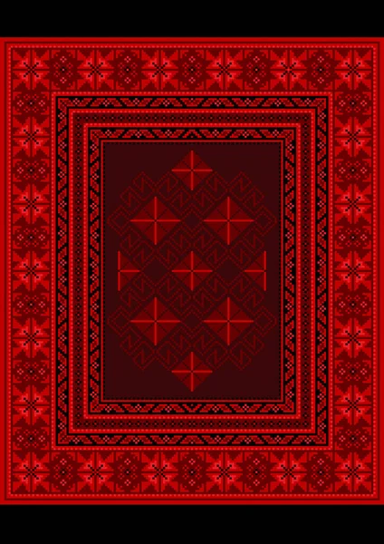 Alfombra Oriental Lujo Vintage Con Patrón Étnico Tono Rojo — Vector de stock