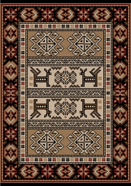 茶色とベージュの色で様式化された装飾とヴィンテージ民族カーペット — ストックベクタ