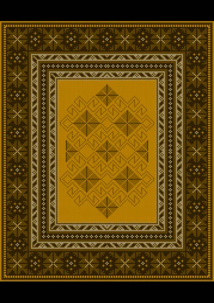 Vintage Luxurious Oriental Carpet Ethnic Pattern Yellow Brown Shade — Stock Vector