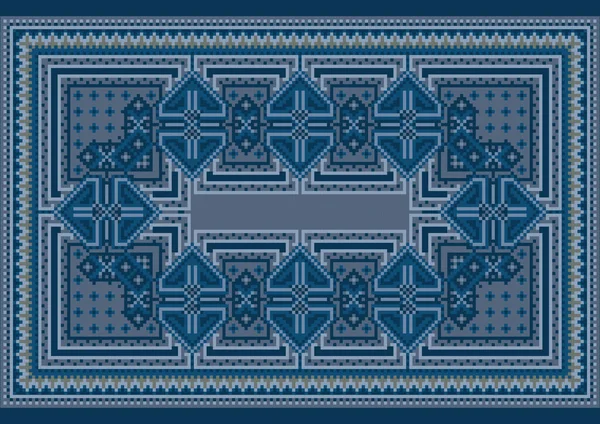 Tapis Ethnique Luxe Avec Ornement Vintage Oriental Ombre Bleue — Image vectorielle