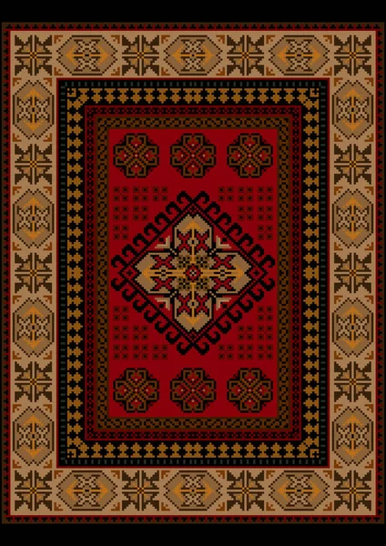 Tapis Luxe Ethnique Avec Ornement Vintage Oriental Couleur Rouge Jaune — Image vectorielle