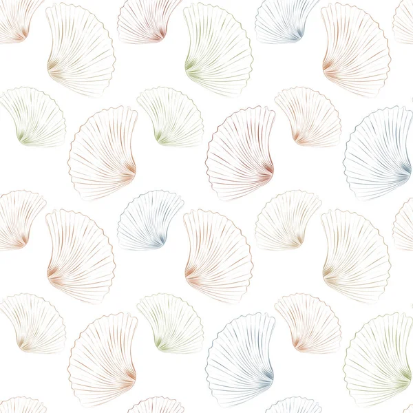 Vektorillustration Nahtloses Muster Bunter Muscheln Meereshintergrund Für Einladungen Grußkarten Poster — Stockvektor