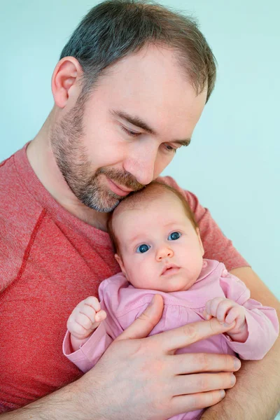 Cute newborn baby girl and her father — Stock Photo, Image