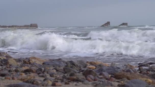 Storm on the ocean coast — Stock Video