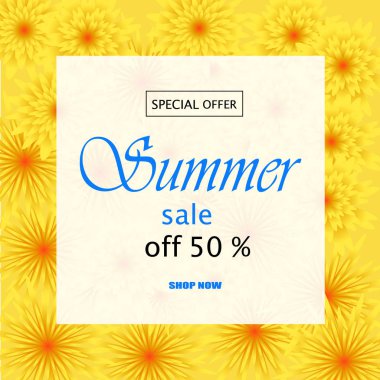 Trendy çiçek vektör şablonu. Yaz çiçek ve illüstrasyon yazı yaz Satılık. Tropikal yaprak ve egzotik çiçek