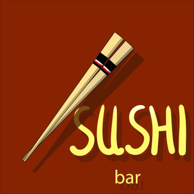 Suşi afiş tasarımı vektör suşi karakter ile. Çince kelime suşi anlamına gelir..