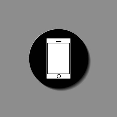 Siyah smartphone üzerinde beyaz illüstrasyon vektör izole boş dokunmatik ekran ile.
