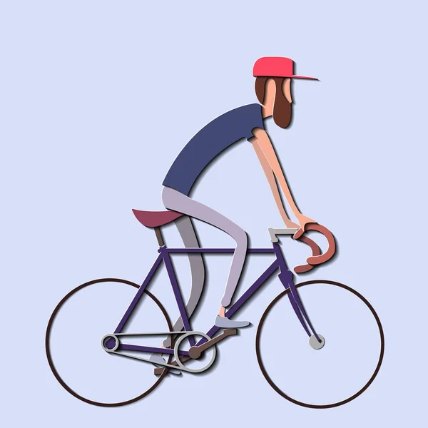 Ciclista vetor estilizado, ciclismo de estrada, pista de ciclismo, bicicleta — Vetor de Stock