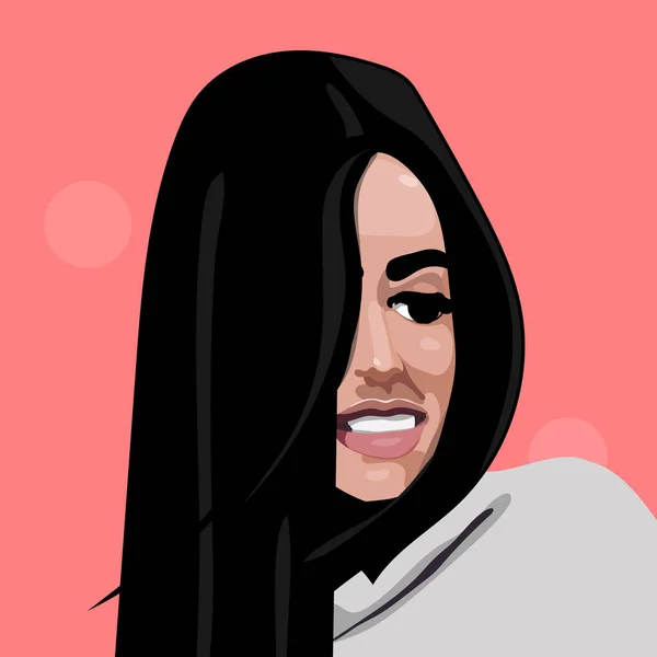 Portret van mooie vrouw gezicht rechte portret vectorillustratie — Stockvector