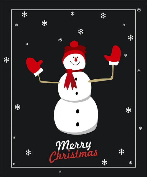 Vintage christmas poster design with snowman vector illustration — Stock Vector