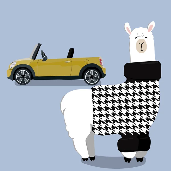 No drama llama linda tarjeta con llama de dibujos animados. No probLlama cita motivacional e inspiradora. Lindo dibujo de llama con letras, ilustración vectorial dibujada a mano para tarjetas, camisetas, casos . — Vector de stock