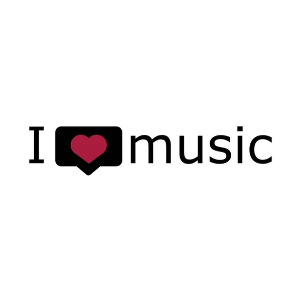 I love music, font type with signs, stickers and tags vector — Stock Vector