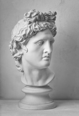 Gypsum statue of Apollo's head. Man. Statue.  clipart
